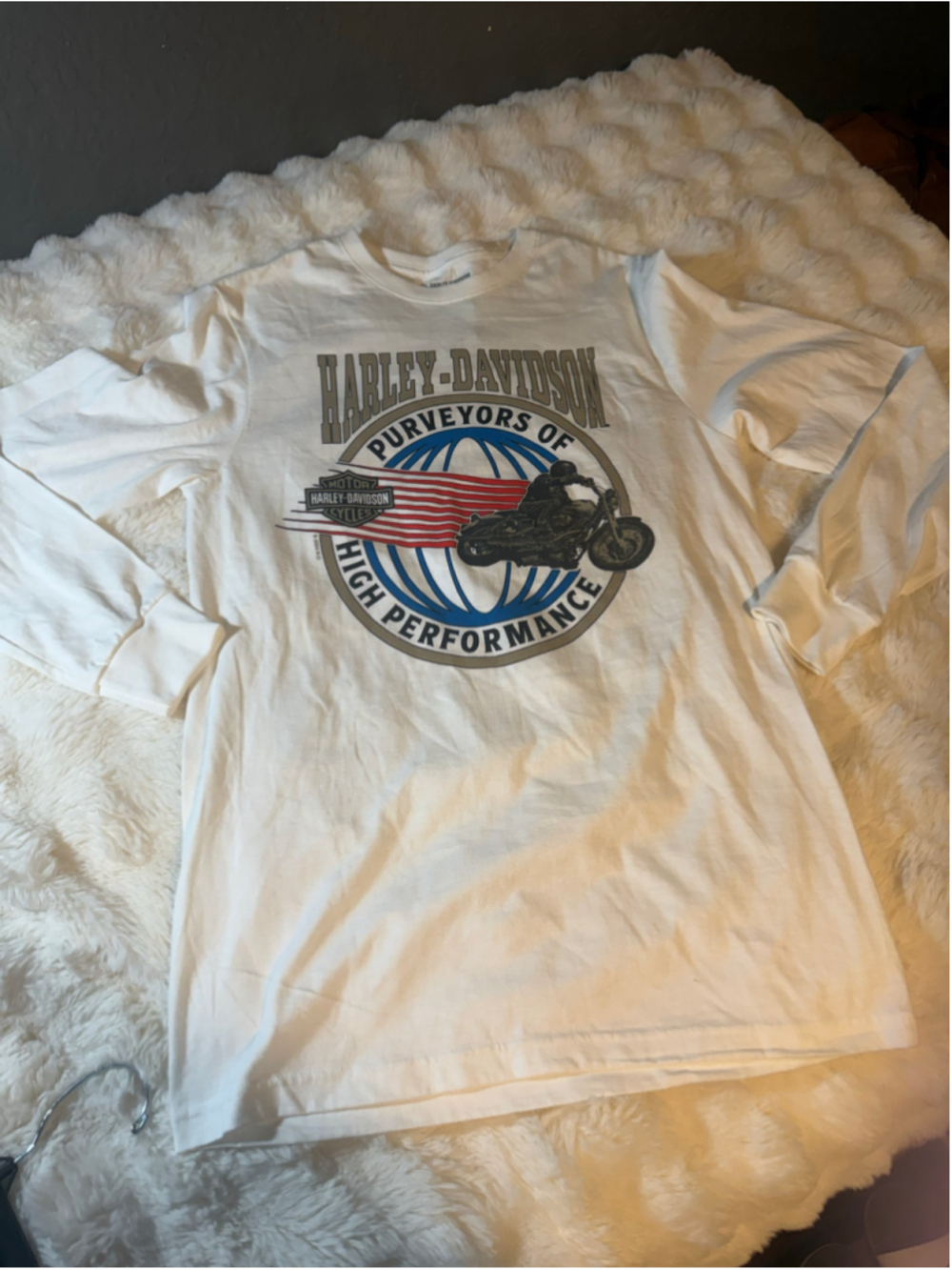 Preowned, 🏍️ Men's Harley-Davidson Long Sleeve Tee S White, Size Small